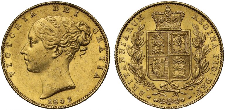 1843 Victoria Half Gold Sovereign Coin