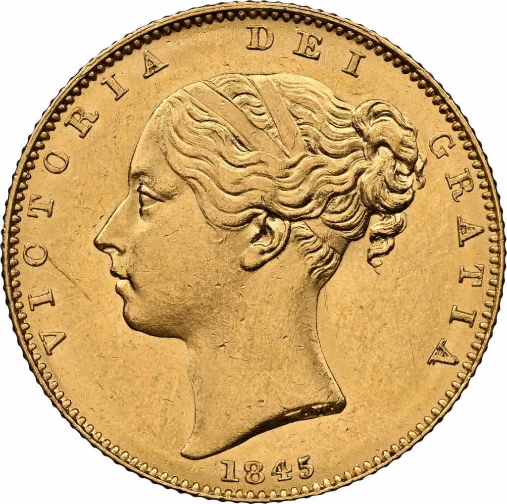 1845 Victoria Half Gold Sovereign Coin