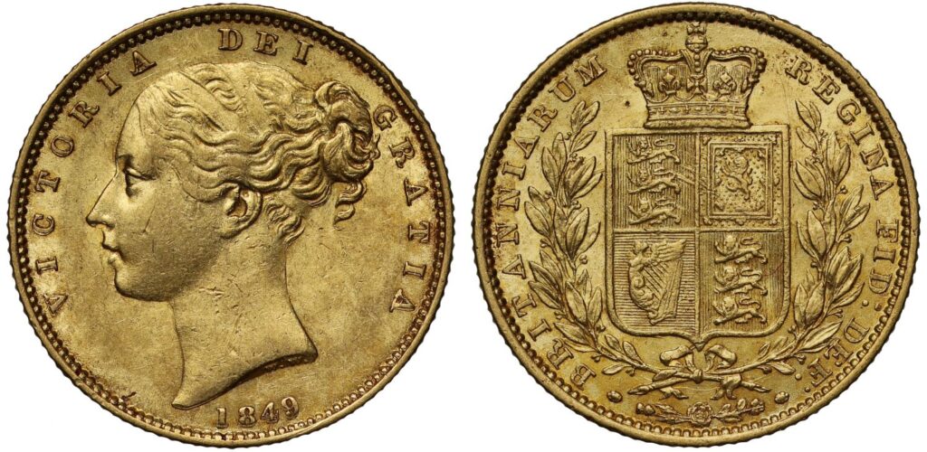1849 Victoria Full Gold Sovereign Coin