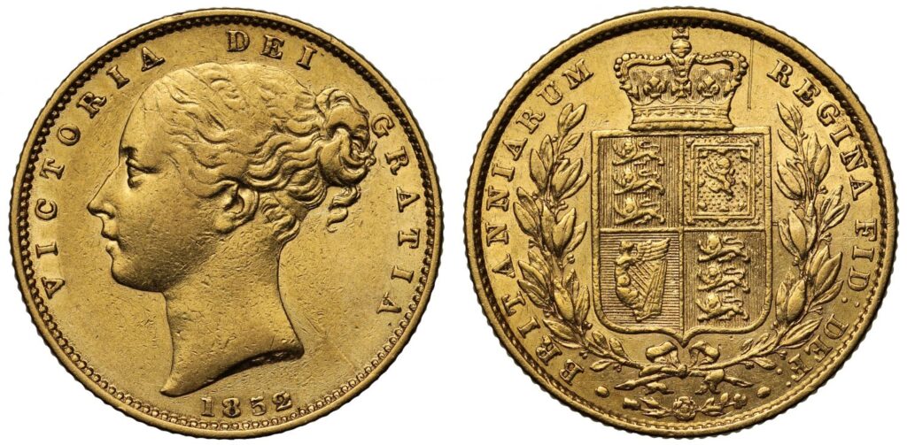 1852 Victoria Half Gold Sovereign Coin