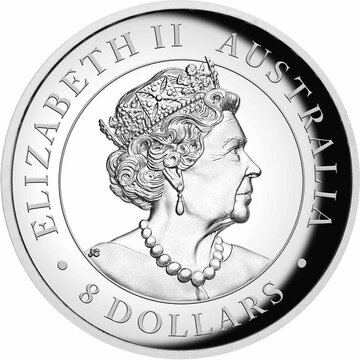 8 Dollars – Elizabeth II (6th Portrait – Kangaroo – Silver Bullion – High Relief)