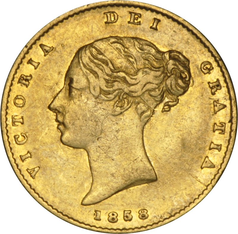 1858 Victoria Half Gold Sovereign Coin
