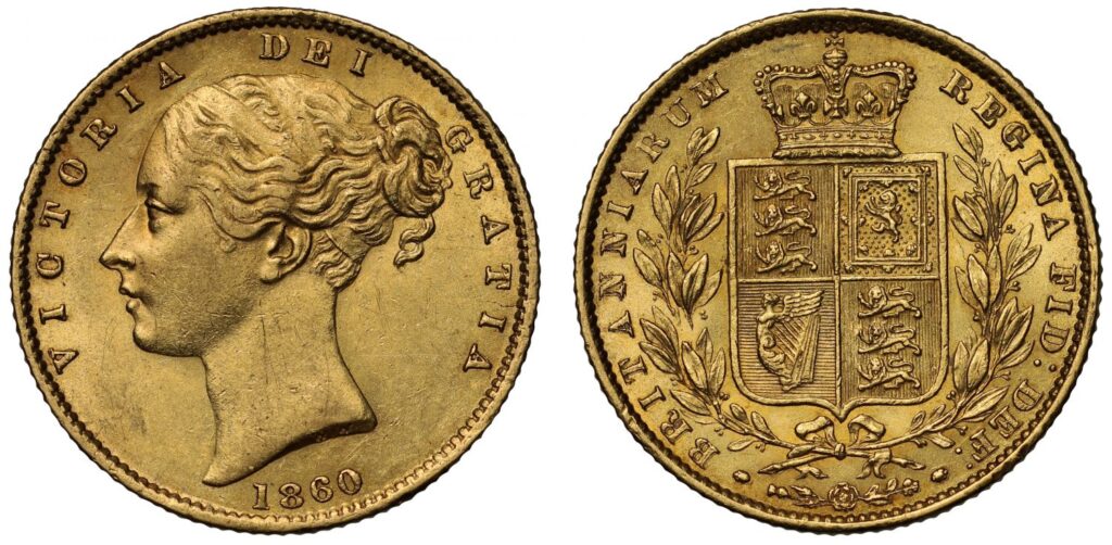1860 Victoria Full Gold Sovereign Coin