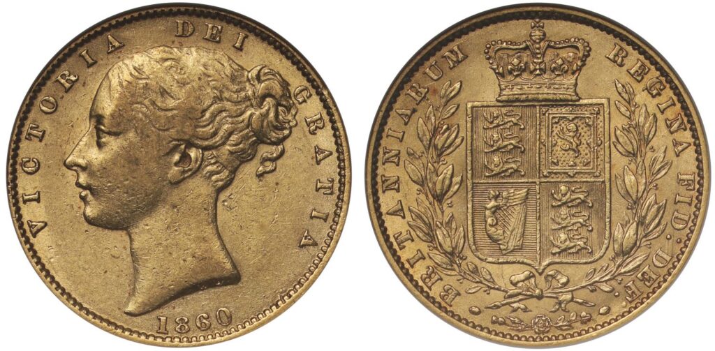 1860 Victoria Half Gold Sovereign Coin