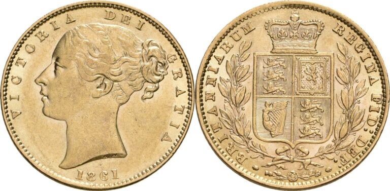 1861 Victoria Half Gold Sovereign Coin