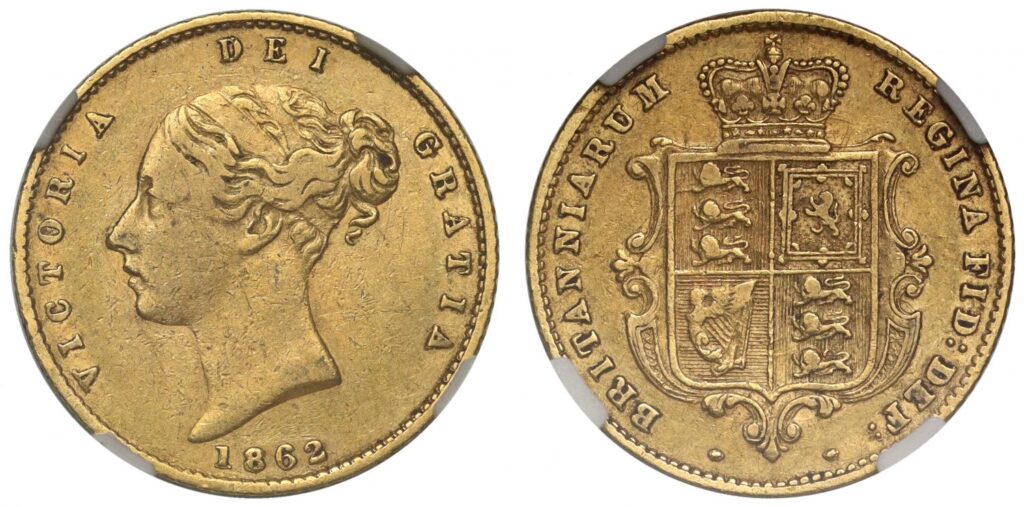 1862 Victoria Half Gold Sovereign Coin