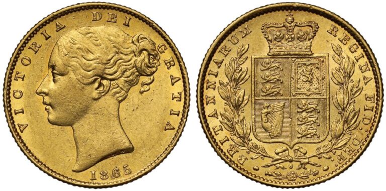 1865 Victoria Full Gold Sovereign Coin