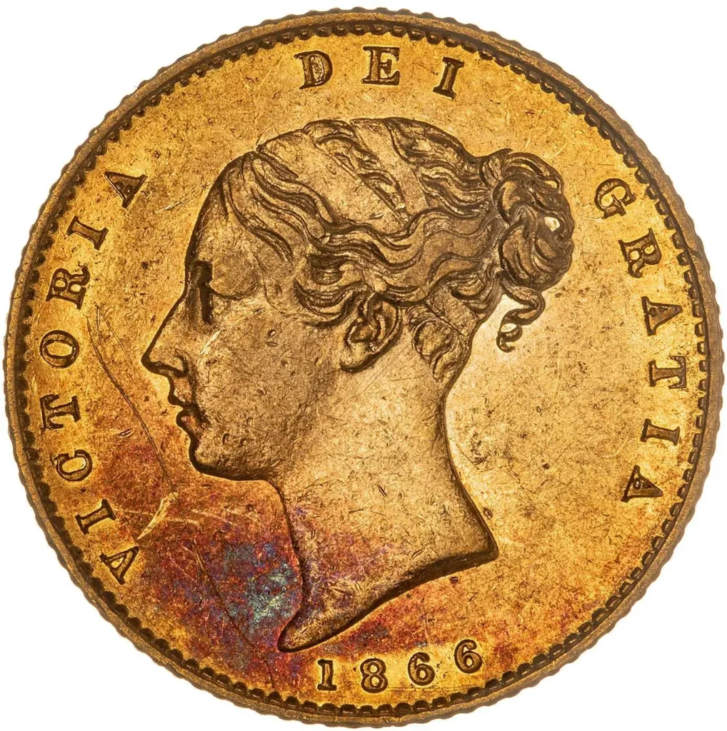 1866 Victoria Half Gold Sovereign Coin