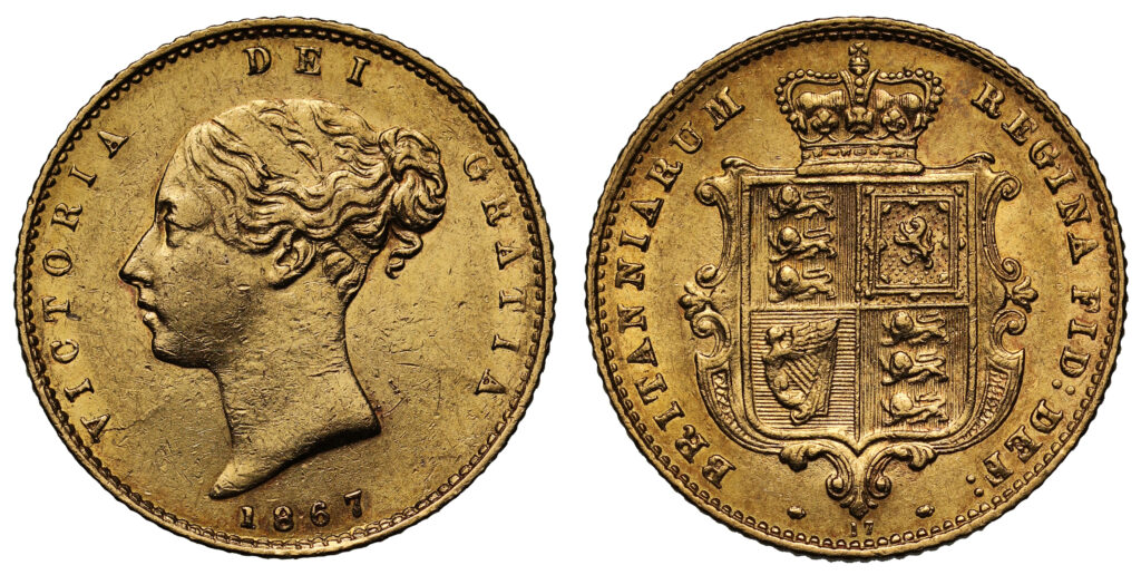 1867 Victoria Half Gold Sovereign Coin