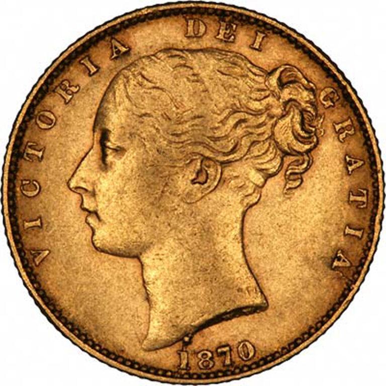1870 Victoria Full Gold Sovereign Coin
