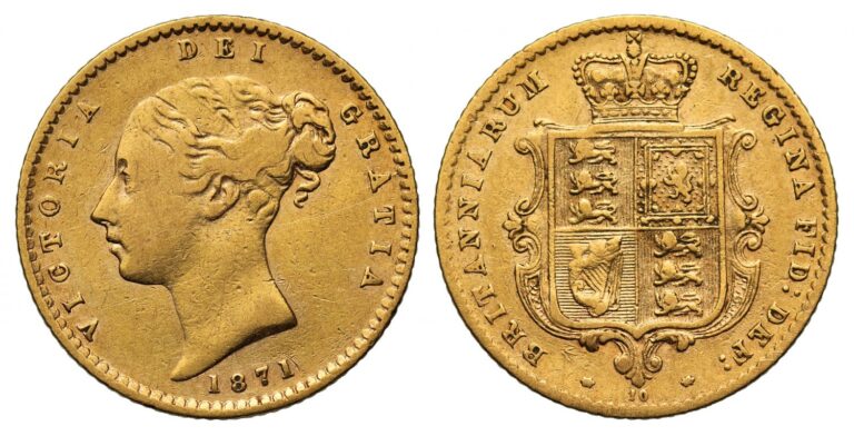 1871 Victoria Half Gold Sovereign Coin