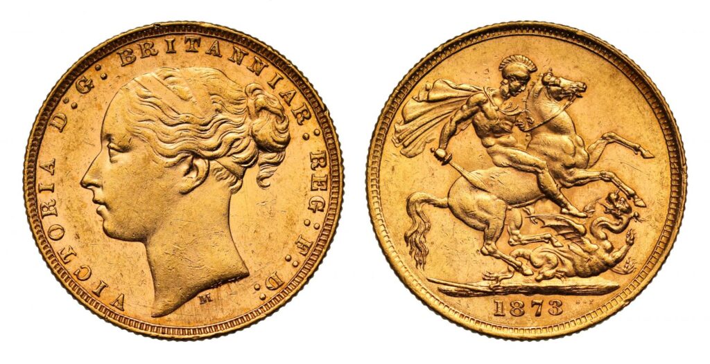 1873 Victoria Full Gold Sovereign Coin