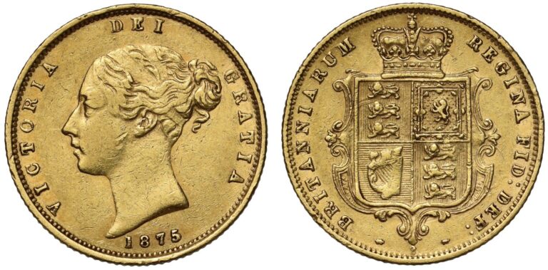 1875 Victoria Half Gold Sovereign Coin