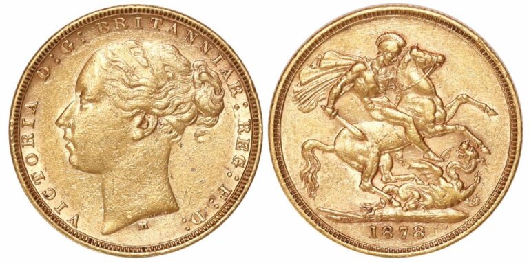 1878 Victoria Full Gold Sovereign Coin