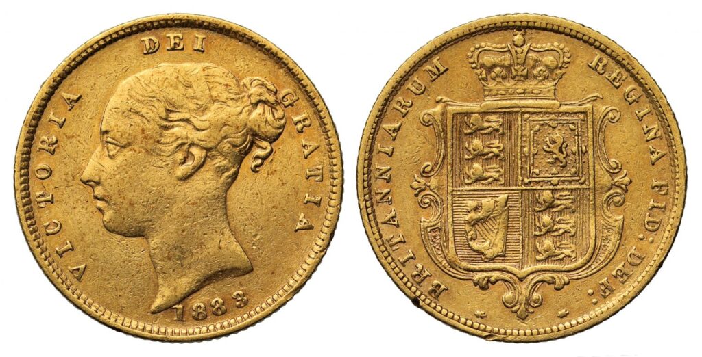 1883 Victoria Half Gold Sovereign Coin
