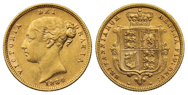 1884 Victoria Half Gold Sovereign Coin