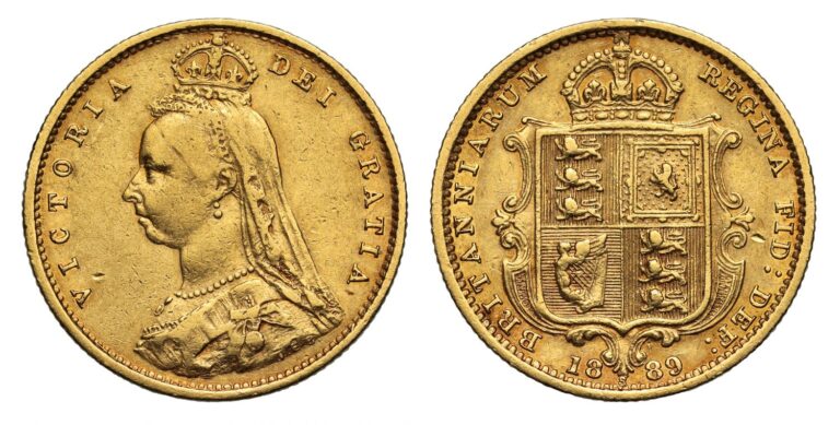 1889 Victoria Half Gold Sovereign Coin