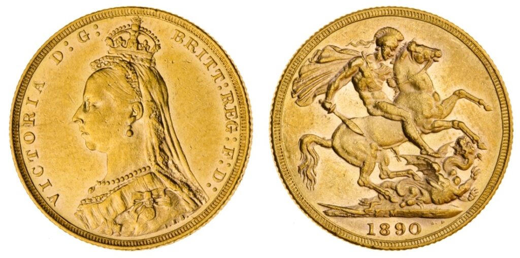 1890 Victoria Full Gold Sovereign Coin