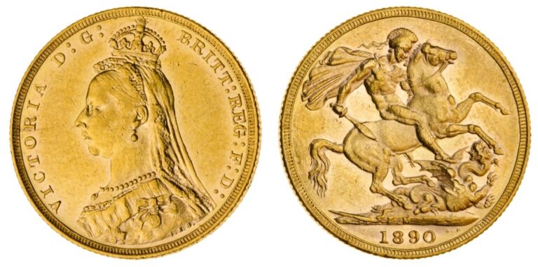 1890 Victoria Full Gold Sovereign Coin