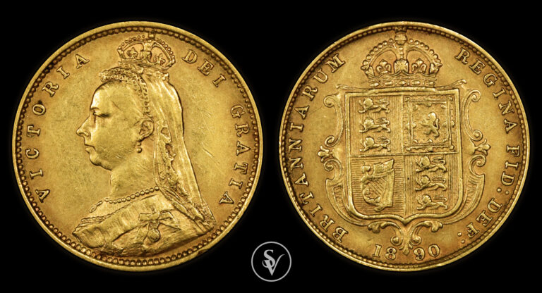 1890 Victoria Half Gold Sovereign Coin
