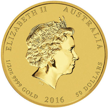 2016 50 Dollars – Elizabeth II (4th Portrait – Year of the Monkey – Gold Bullion Coin)