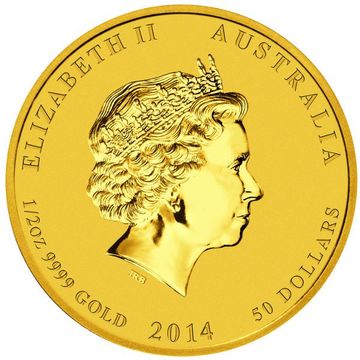 2014 50 Dollars – Elizabeth II (4th Portrait – Year of the Horse – Gold Bullion Coin)