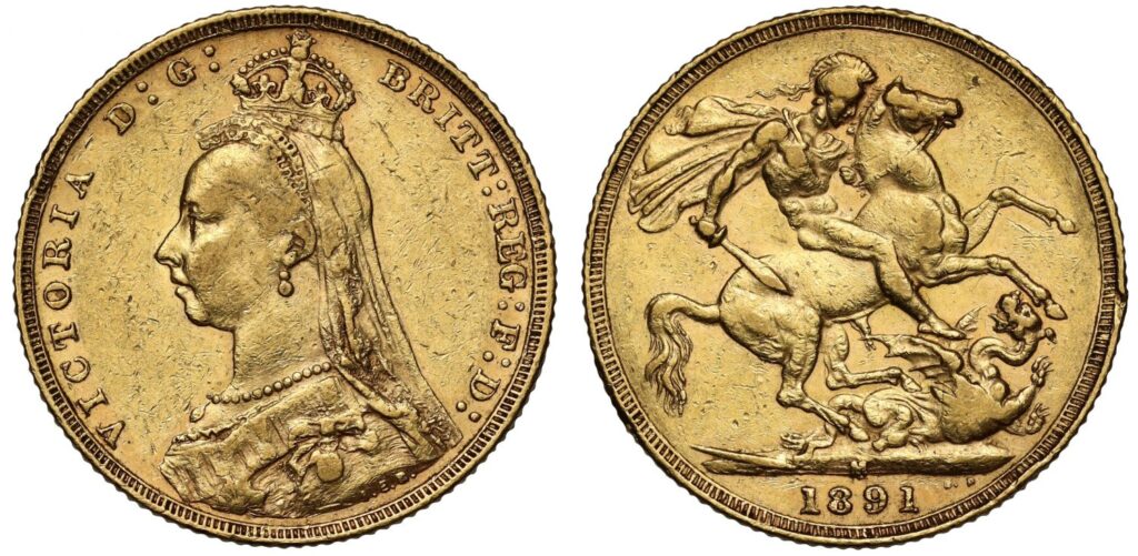 1891 Victoria Full Gold Sovereign Coin