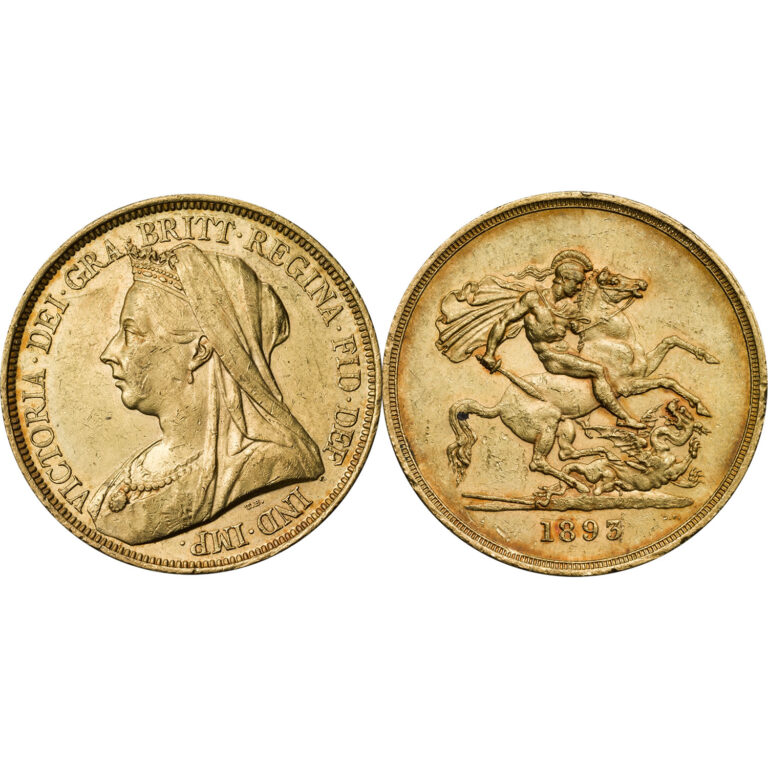 1893 Queen Victoria Five Gold Sovereign Coin