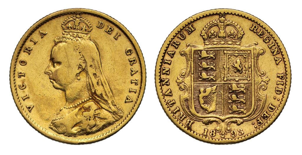 1893 Victoria Half Gold Sovereign Coin
