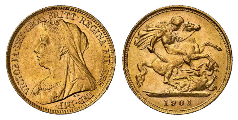 1901 Victoria Half Gold Sovereign Coin