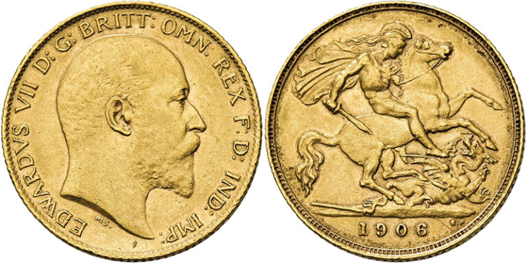 1906 Edward VII Half Gold Sovereign Coin