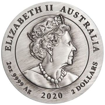2 Dollars – Elizabeth II (6th Portrait – Year of the Mouse; Silver Antique)