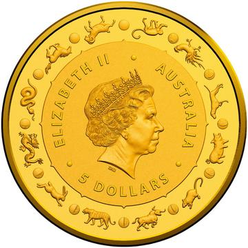 2020 5 Dollars – Elizabeth II (4th Portrait – Year of the Rat – Gold Bullion Coin)