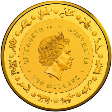 2020 100 Dollars – Elizabeth II (4th Portrait – Year of the Rat – Gold Bullion Coin)