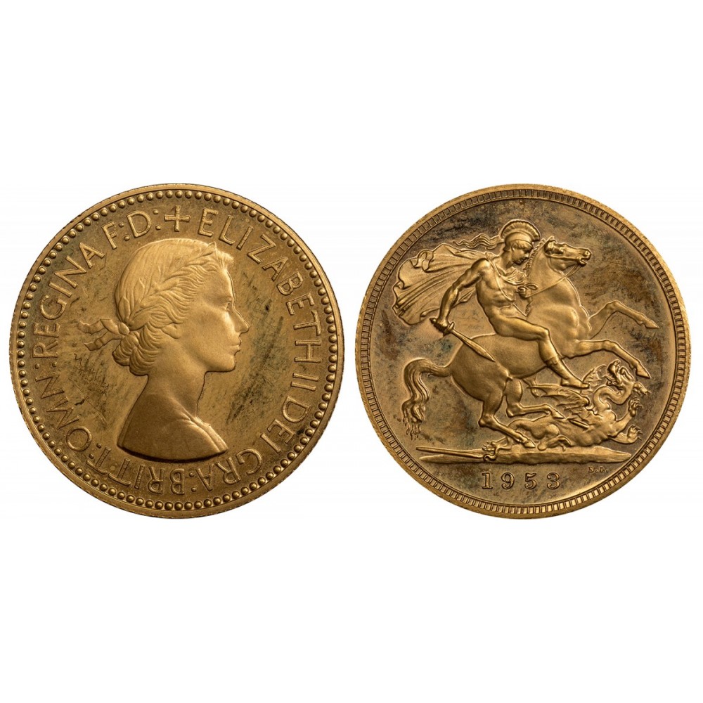 1953 Elizabeth II Five Gold Sovereign Coin