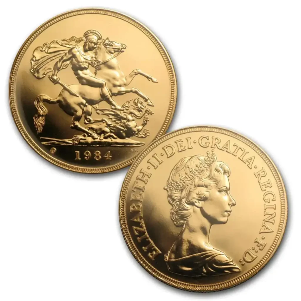 1984 Elizabeth II Five Gold Sovereign Coin