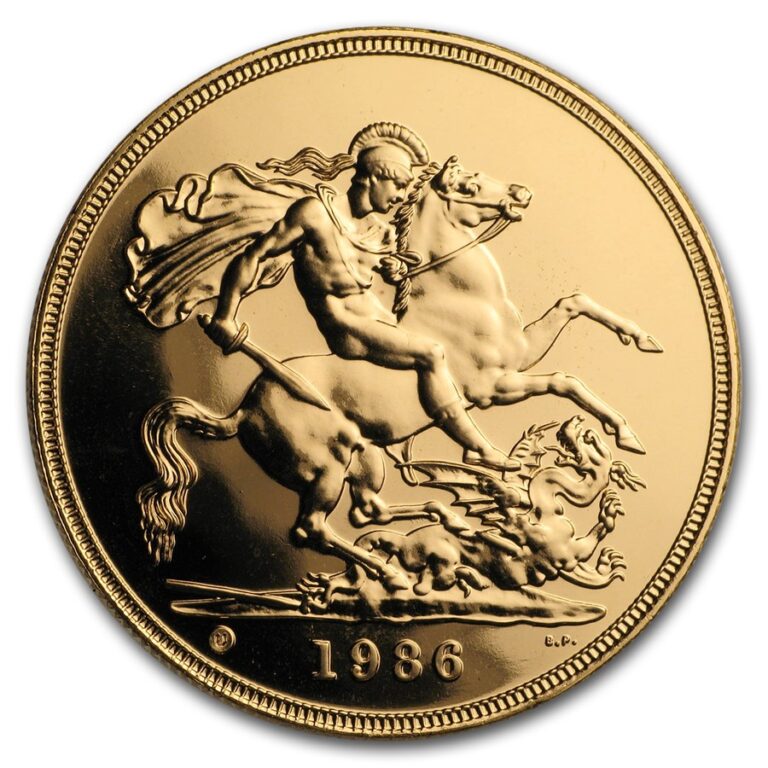1986 Elizabeth II Five Gold Sovereign Coin