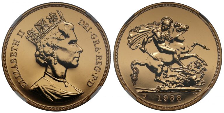 1988 Elizabeth II Five Gold Sovereign Coin