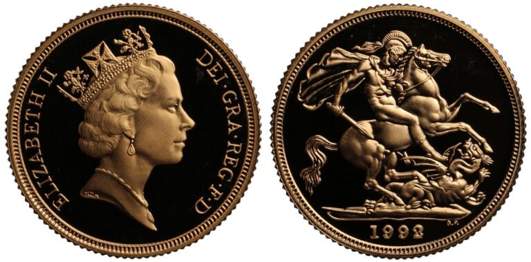 1992 Elizabeth II Full Gold Sovereign Coin