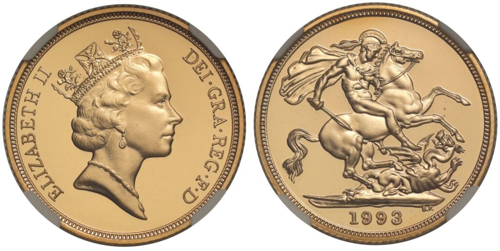 1993 Elizabeth II Five Gold Sovereign Coin