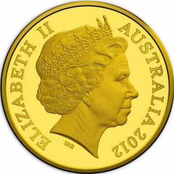2012 10 Cents – Elizabeth II (4th Portrait – Australian Miniature Money Gold Proof)