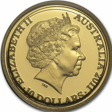 2011 10 Dollars – Elizabeth II (4th Portrait – Year of the Rabbit – Gold Proof)
