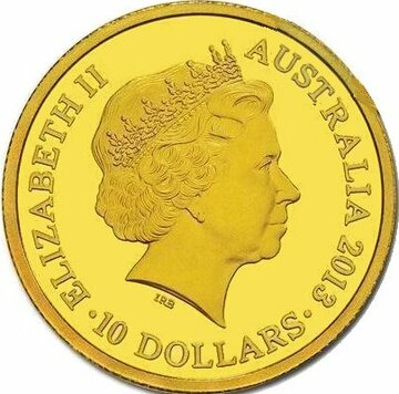 2013 10 Dollars – Elizabeth II (4th Portrait – Year of the Snake – Gold Proof)