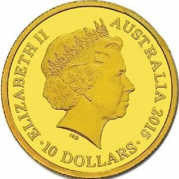 2015 10 Dollars – Elizabeth II (4th Portrait – Year of the Goat – Gold Proof)