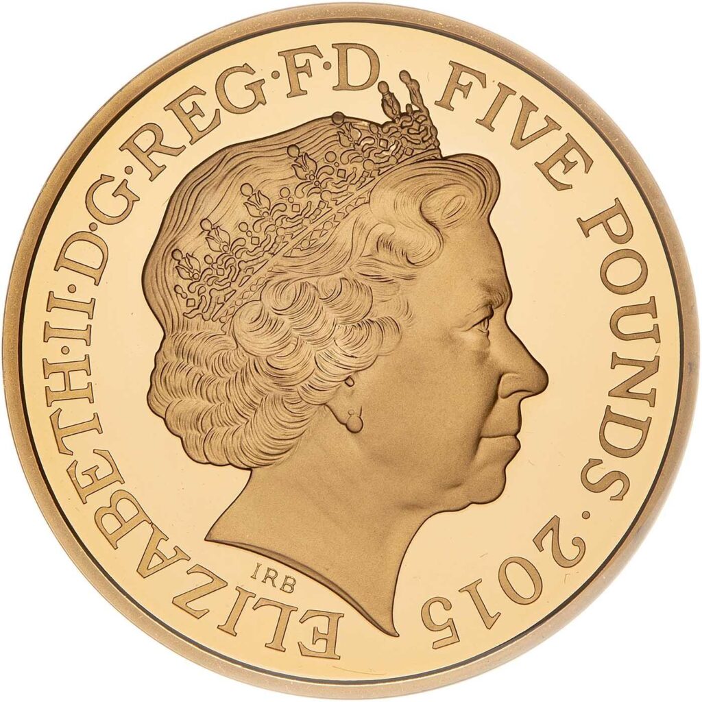 2015 Elizabeth II (Forth Bust) Five Gold Sovereign Coin