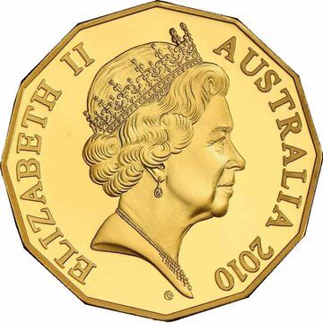 2010 50 Cents – Elizabeth II (5th Portrait – Gottwald Proof Gold)