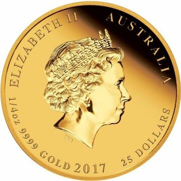 2017 25 Dollars – Elizabeth II (4th Portrait – 70th Wedding Anniversary – Gold Proof)