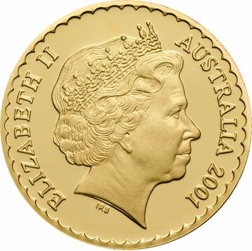 2001 150 Dollars – Elizabeth II (4th Portrait – Golden Wattle – Gold Proof)