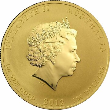 2012 100 Dollars – Elizabeth II (4th Portrait – Year of the Dragon – Gold Bullion Coin)