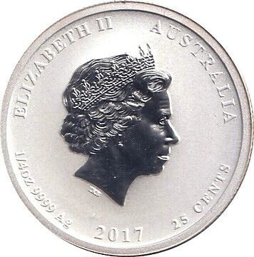 25 Cents – Elizabeth II (4th Portrait – Year of the Rooster – Silver Bullion Coin)